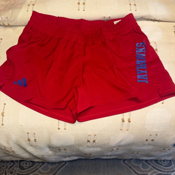 Kansas Jayhawks Adidas Women's Red Athletic Shorts - Picture 4 of 12